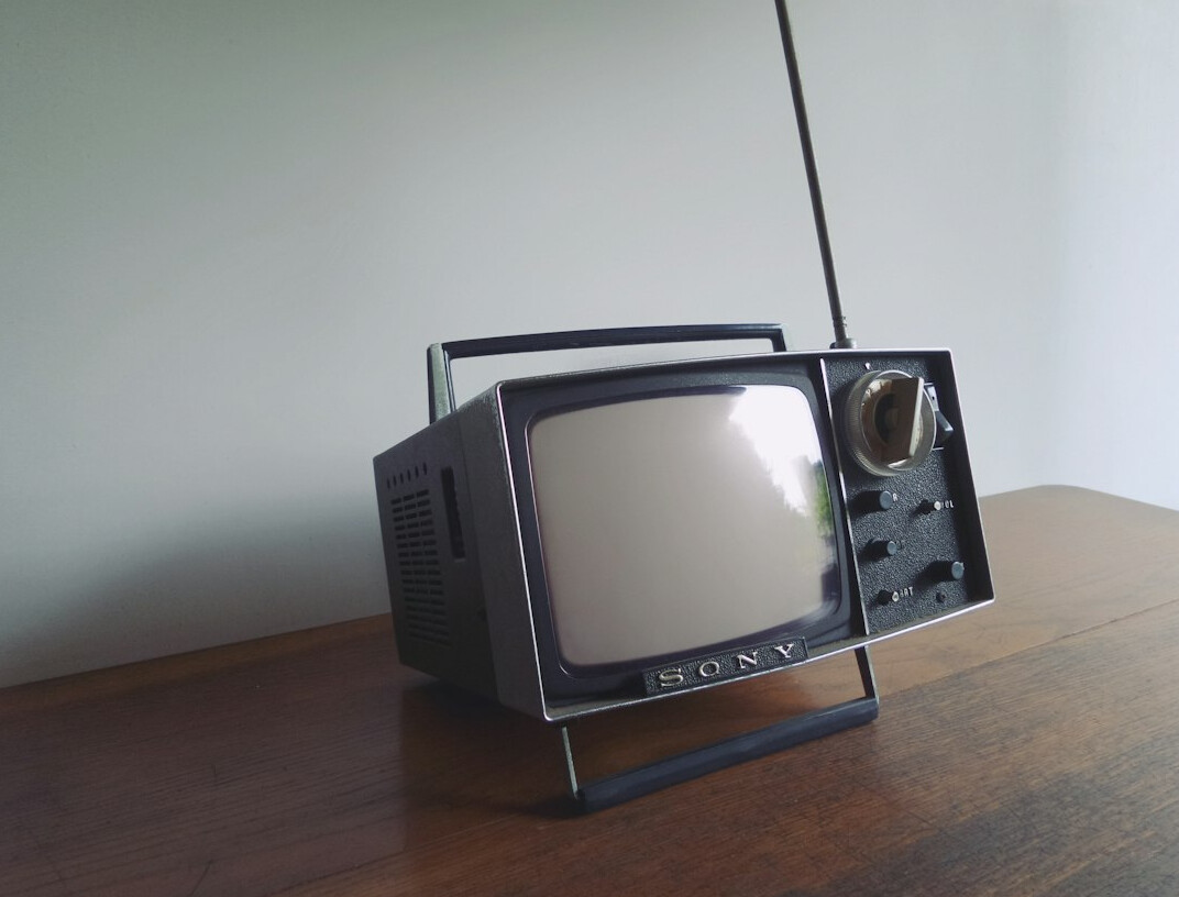 Vintage television set with a cathode ray tube screen