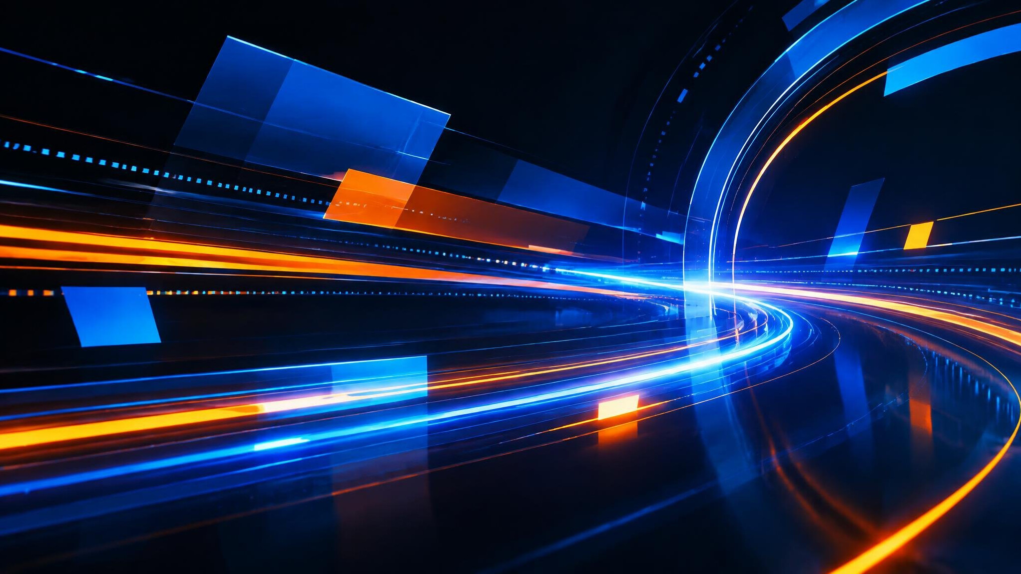 Abstract glowing digital light lines