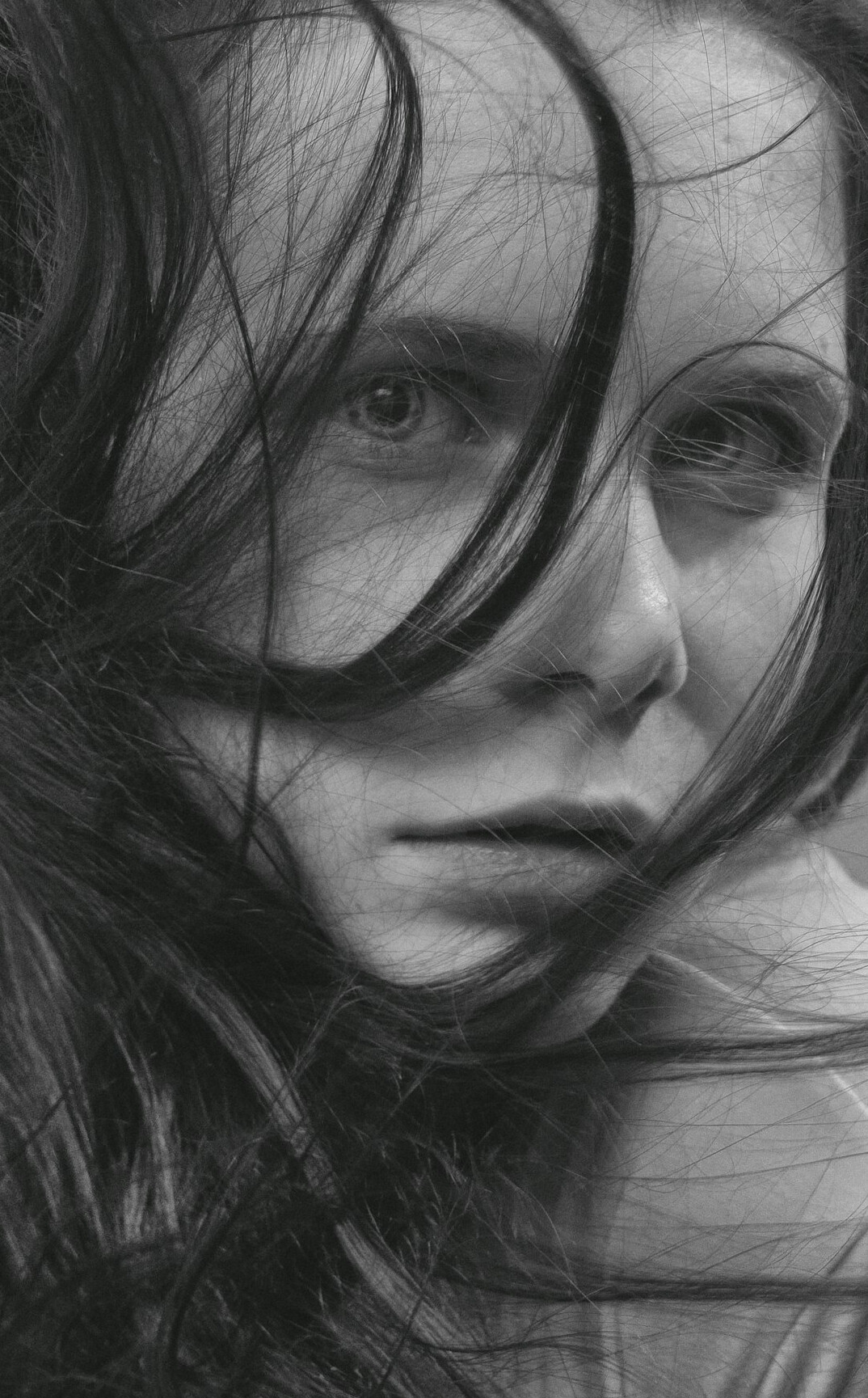 Portrait of a woman with shoulder-length hair